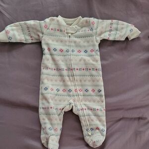 Carter's Cream Patterned Footie Pajamas